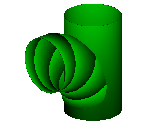 vista 3D de un codo en T complejo