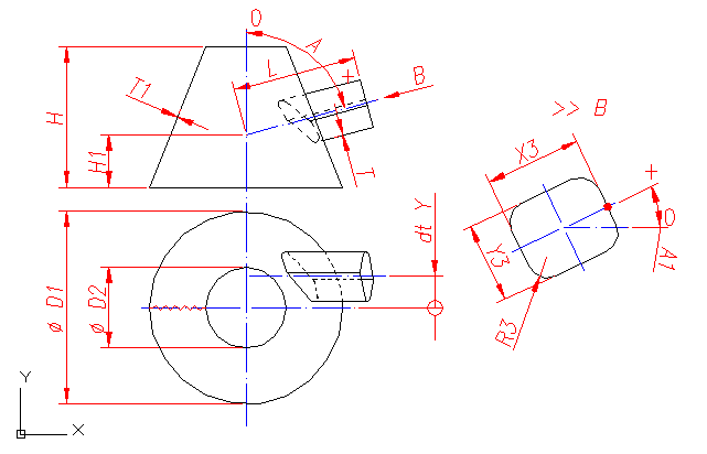 Desarrollo: rectángulo redondeado - cilindro - ramal sobre cono 