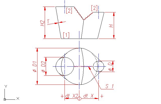 Desarrollo: Bifuración [Y] - círculo a círculo [2 conos] - no simétrico 